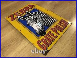 Rare Vintage Old Zebra Grate Polish Enamel Sign Original Reproduction By Garnier
