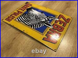 Rare Vintage Old Zebra Grate Polish Enamel Sign Original Reproduction By Garnier