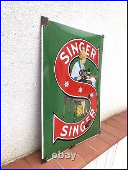 Rare Vintage Original 1930s Singer Sewing Machines Advertising Enamel Sign