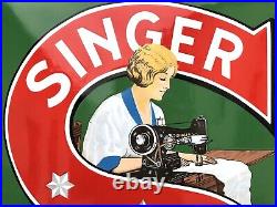 Rare Vintage Original 1930s Singer Sewing Machines Advertising Enamel Sign