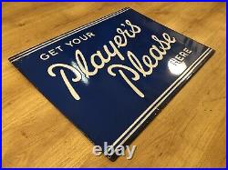 Rare Vintage Original Get Your Players Please Cigarettes Advertising Enamel Sign