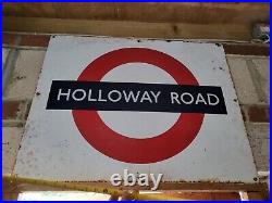 Rare Vintage Original Holloway Road Underground Enamel Sign 56cm X 71cm