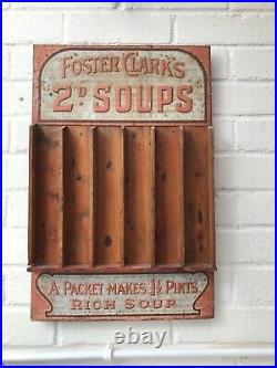 Rare Vintage Retro Original Enamel Wood Foster Clarks Soups Advertising Sign
