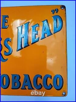 Rare Vintage Small Size'smoke Boar's Head Tobacco' Enamel Sign-near Mint