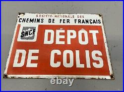 Rare Vintage Sncf French Railway Enamel Sign Parcel Office