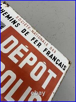 Rare Vintage Sncf French Railway Enamel Sign Parcel Office