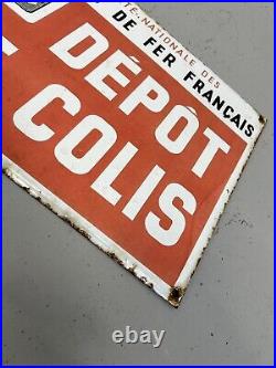 Rare Vintage Sncf French Railway Enamel Sign Parcel Office