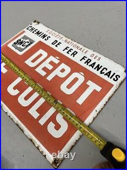 Rare Vintage Sncf French Railway Enamel Sign Parcel Office