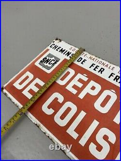 Rare Vintage Sncf French Railway Enamel Sign Parcel Office