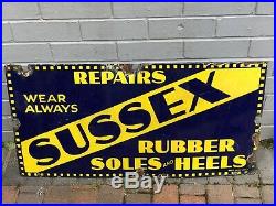 Rare Vintage Sussex Rubber Soles & Heels Repairs Enamel Sign Art Deco