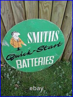 Rare Vintage (n/enamel) Smiths Motoring Quick Start Batteries ally metal sign