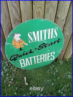 Rare Vintage (n/enamel) Smiths Motoring Quick Start Batteries ally metal sign