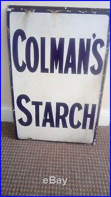 Rare vintage 1950s Coleman's starch shop enamel Sign great clean condition