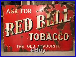 Red bell Tabacco Antique Vintage Retro Original Enamel Sign Shop Advertising