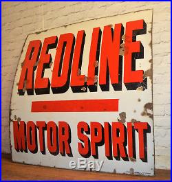 Redline Motor Spirit enamel sign advertising decor mancave garage metal vintage