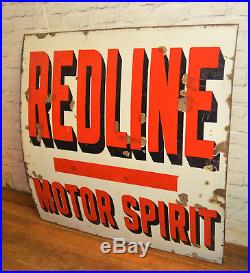 Redline Motor Spirit enamel sign advertising decor mancave garage metal vintage