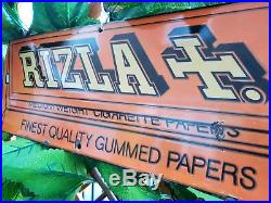 Rizla Shop Advertising Sign. Vintage Tobacco Cigarette. Rare Enamel Man Cave