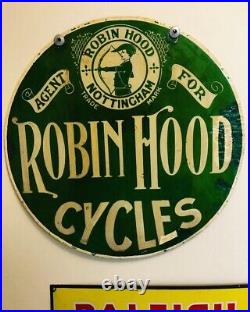 Robin Hood Cycles enamel Advertising Enamel Vintage sign Nottingham 1890-1915