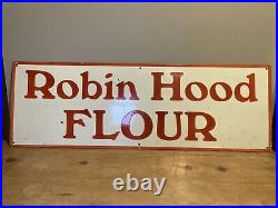 Robin Hood Flour metal enamel sign vintage white Orange/red Bakery Kitchen Bar