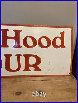 Robin Hood Flour metal enamel sign vintage white Orange/red Bakery Kitchen Bar