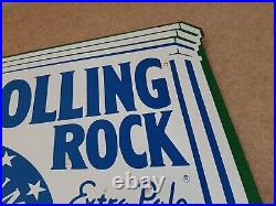 Rolling Rock Beer Advertising Vintage Enamel Sign Heavy Good Condition