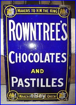 Rowntrees Chocolate pastilles sign circa 1910 vintage 30x 20 enamel porcelain
