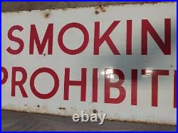 SMOKING PROHIBITED Enamel Sign. Original Vintage 38 X 12 railway. GPO