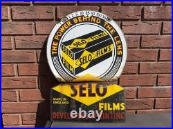 Selo Films Enamel Sign Double Sided Advertising 1930s 1940s VINTAGE Antique