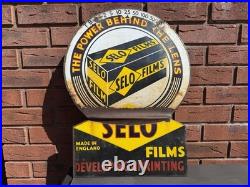 Selo Films Enamel Sign Double Sided Advertising 1930s 1940s VINTAGE Antique
