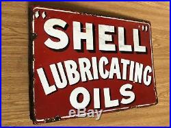 Shell Enamel Vintage Sign. Double sided