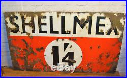 Shell Mex 1'4 enamel sign early advertising decor mancave garage metal vintage