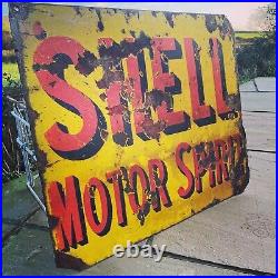 Shell Motor Spirit 100% Vintage Original 1920s double sided Enamel Sign