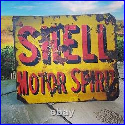 Shell Motor Spirit 100% Vintage Original 1920s double sided Enamel Sign