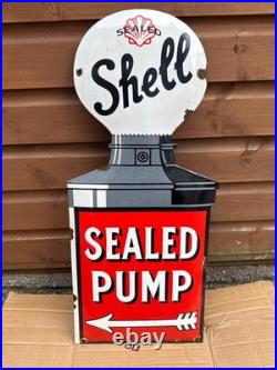 Shell enamel sign oil pump vintage petrol/oil advertising