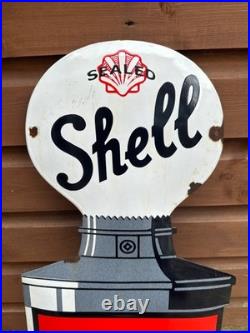 Shell enamel sign oil pump vintage petrol/oil advertising
