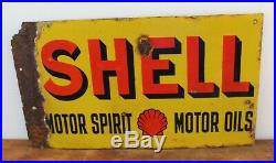 Shell motor oil spirits enamel sign advertising mancave garage metal vintage