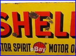 Shell motor oil spirits enamel sign advertising mancave garage metal vintage