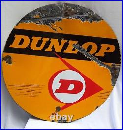Sign Dunlop Tire Vintage Enamel Porcelain Double Sided Collectibles Automobile