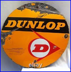 Sign Dunlop Tire Vintage Enamel Porcelain Double Sided Collectibles Automobile