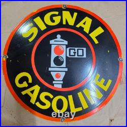Signal Gasoline Porcelain Enamel Sign 29 X 29 Inches
