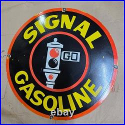 Signal Gasoline Porcelain Enamel Sign 29 X 29 Inches