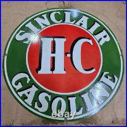 Sinclair H-c Gasoline Porcelain Enamel Sign 29 X 29 Inches