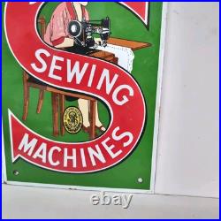 Singer Sewing Machines Vintage Enamel Metal Advertising Sign Steel Magnetic