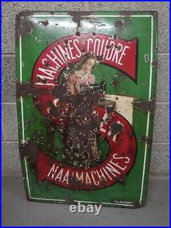 Singer sewing Machine Enamel Sign Belgian Vintage Antique