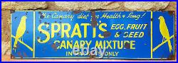 Spratt's Canary Mixture Vintage Original Enamel Sign