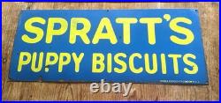 Spratts Biscuits Advertising Enamel Sign Old Vintage Metal Pet Original Retro