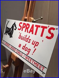 Spratts Enamel Paint Sign Original Old Collectable Avertising Vintage Dog Food