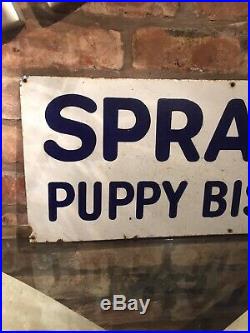 Spratts Enamel Sign Original Old Advertising Antique Vintage Collectable Dog