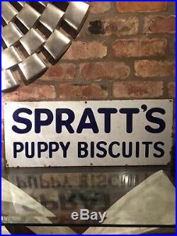 Spratts Enamel Sign Original Old Advertising Antique Vintage Collectable Dog