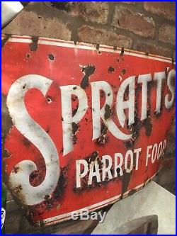 Spratts Enamel Sign Original Old Rare Advertiding Antique Collectable Vintage